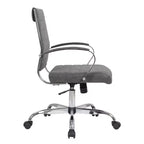 Chaise de bureau LeisureMod Benmar en cuir côtelé - Chaise de bureau exécutive pivotante et inclinable de style Mid-Century Modern - Piètement chromé