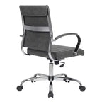 Chaise de bureau LeisureMod Benmar en cuir côtelé - Chaise de bureau exécutive pivotante et inclinable de style Mid-Century Modern - Piètement chromé