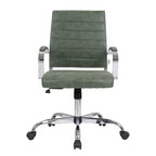 Chaise de bureau LeisureMod Benmar en cuir côtelé - Chaise de bureau exécutive pivotante et inclinable de style Mid-Century Modern - Piètement chromé