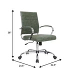 Chaise de bureau LeisureMod Benmar en cuir côtelé - Chaise de bureau exécutive pivotante et inclinable de style Mid-Century Modern - Piètement chromé