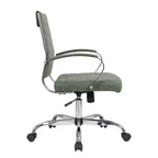 Chaise de bureau LeisureMod Benmar en cuir côtelé - Chaise de bureau exécutive pivotante et inclinable de style Mid-Century Modern - Piètement chromé