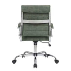 Chaise de bureau LeisureMod Benmar en cuir côtelé - Chaise de bureau exécutive pivotante et inclinable de style Mid-Century Modern - Piètement chromé