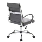 Chaise de bureau LeisureMod Benmar en cuir côtelé - Chaise de bureau exécutive pivotante et inclinable de style Mid-Century Modern - Piètement chromé