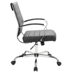 Chaise de bureau LeisureMod Benmar en cuir côtelé - Chaise de bureau exécutive pivotante et inclinable de style Mid-Century Modern - Piètement chromé