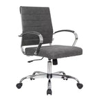 Chaise de bureau LeisureMod Benmar en cuir côtelé - Chaise de bureau exécutive pivotante et inclinable de style Mid-Century Modern - Piètement chromé