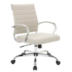 Chaise de bureau LeisureMod Benmar en cuir côtelé - Chaise de bureau exécutive pivotante et inclinable de style Mid-Century Modern - Piètement chromé