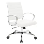 Chaise de bureau LeisureMod Benmar en cuir côtelé - Chaise de bureau exécutive pivotante et inclinable de style Mid-Century Modern - Piètement chromé