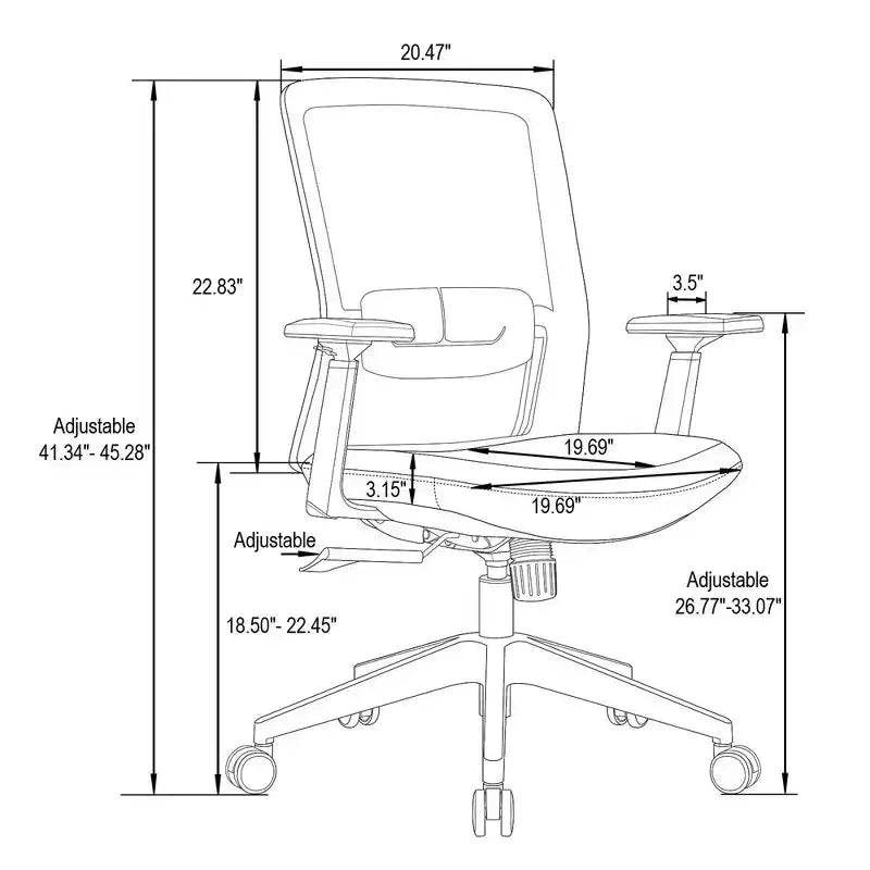 LeisureMod Ingram - Chaise de bureau ergonomique, Chaise de bureau pivotante réglable en hauteur avec support lombaire et fonction d'inclinaison, Chaise d'ordinateur confortable 8 heures pour le bureau
