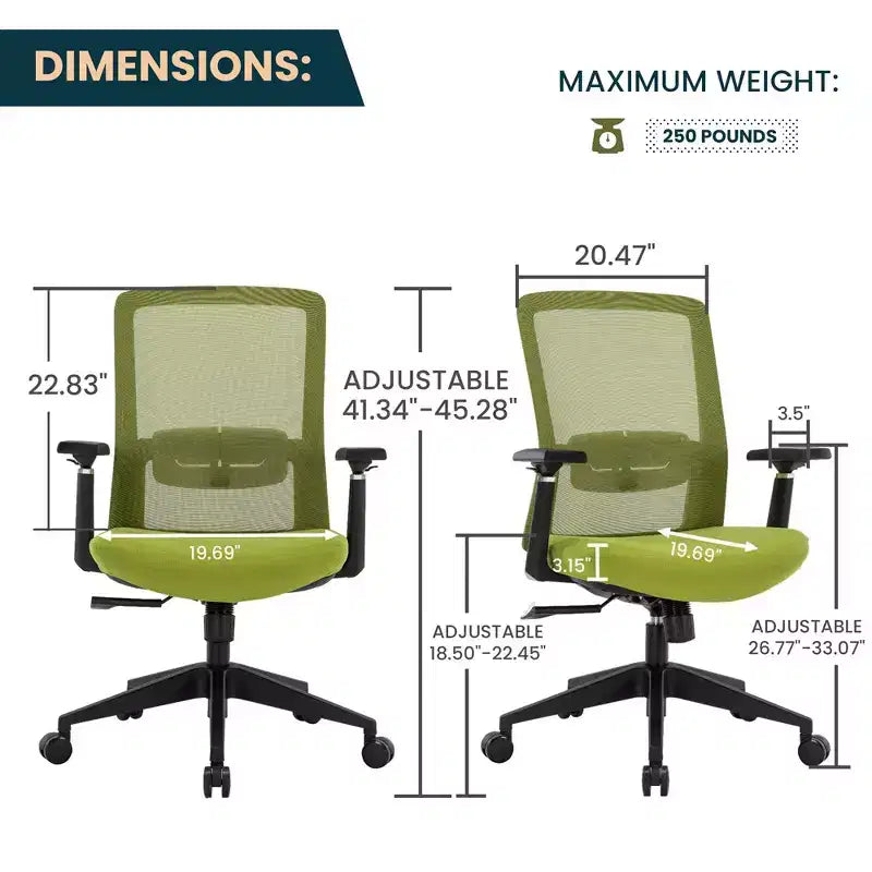 LeisureMod Ingram - Chaise de bureau ergonomique, Chaise de bureau pivotante réglable en hauteur avec support lombaire et fonction d'inclinaison, Chaise d'ordinateur confortable 8 heures pour le bureau