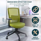 LeisureMod Ingram - Chaise de bureau ergonomique, Chaise de bureau pivotante réglable en hauteur avec support lombaire et fonction d'inclinaison, Chaise d'ordinateur confortable 8 heures pour le bureau