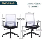LeisureMod Ingram - Chaise de bureau ergonomique, Chaise de bureau pivotante réglable en hauteur avec support lombaire et fonction d'inclinaison, Chaise d'ordinateur confortable 8 heures pour le bureau