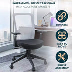 LeisureMod Ingram - Chaise de bureau ergonomique, Chaise de bureau pivotante réglable en hauteur avec support lombaire et fonction d'inclinaison, Chaise d'ordinateur confortable 8 heures pour le bureau