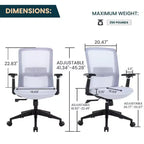 LeisureMod Ingram - Chaise de bureau ergonomique, Chaise de bureau pivotante réglable en hauteur avec support lombaire et fonction d'inclinaison, Chaise d'ordinateur confortable 8 heures pour le bureau