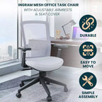 LeisureMod Ingram - Chaise de bureau ergonomique, Chaise de bureau pivotante réglable en hauteur avec support lombaire et fonction d'inclinaison, Chaise d'ordinateur confortable 8 heures pour le bureau