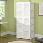 Armoire de rangement portable HOMCOM, penderie de chambre, organisateur de vêtements pliable avec rangement en cubes, tringles à vêtements et portes magnétiques, blanc