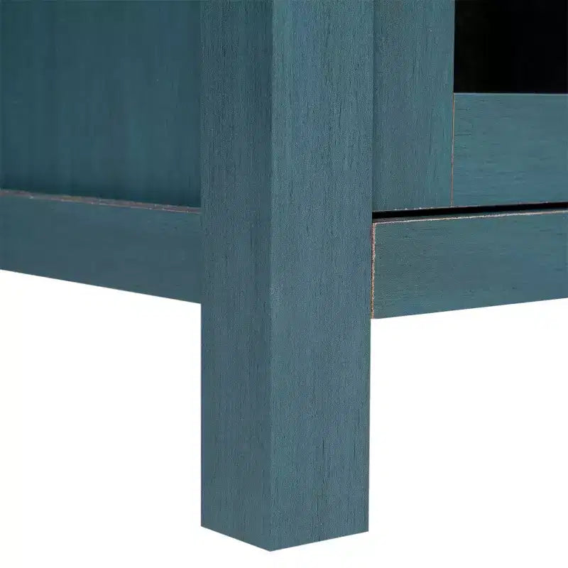 Buffet/Bahut de Rangement en Bois Manufacturé Emma et Oliver pour Cuisine/Salle à Manger avec Étagère Ouverte, 2 Tiroirs et 2 Portes en Verre Trempé