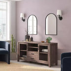 Buffet/Bahut de Rangement en Bois Manufacturé Emma et Oliver pour Cuisine/Salle à Manger avec Étagère Ouverte, 2 Tiroirs et 2 Portes en Verre Trempé