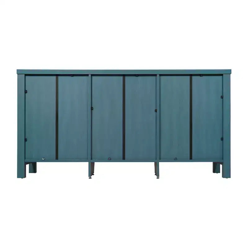 Buffet/Bahut de Rangement en Bois Manufacturé Emma et Oliver pour Cuisine/Salle à Manger avec Étagère Ouverte, 2 Tiroirs et 2 Portes en Verre Trempé