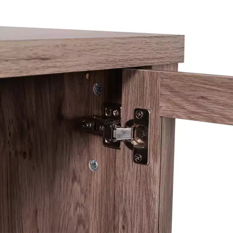 Buffet/Bahut de Rangement en Bois Manufacturé Emma et Oliver pour Cuisine/Salle à Manger avec Étagère Ouverte, 2 Tiroirs et 2 Portes en Verre Trempé