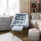 Fauteuil lune pliable et ottoman surdimensionnés Emma et Oliver pour dortoir, chambre à coucher