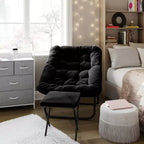 Fauteuil lune pliable et ottoman surdimensionnés Emma et Oliver pour dortoir, chambre à coucher