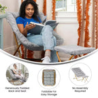 Fauteuil lune pliable et ottoman surdimensionnés Emma et Oliver pour dortoir, chambre à coucher