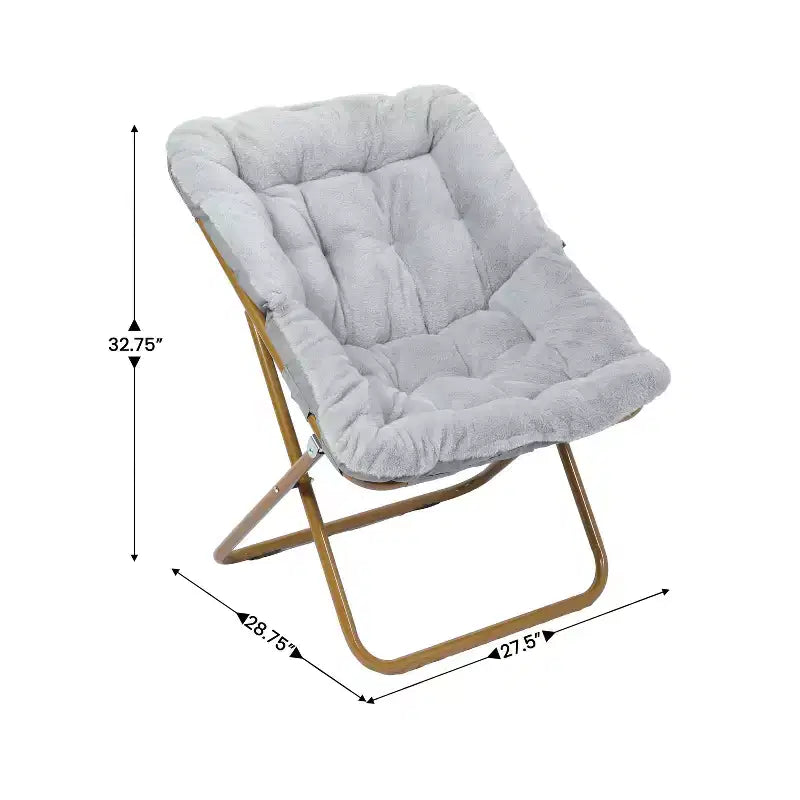 Fauteuil lune pliable et ottoman surdimensionnés Emma et Oliver pour dortoir, chambre à coucher