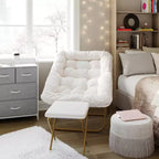 Fauteuil lune pliable et ottoman surdimensionnés Emma et Oliver pour dortoir, chambre à coucher