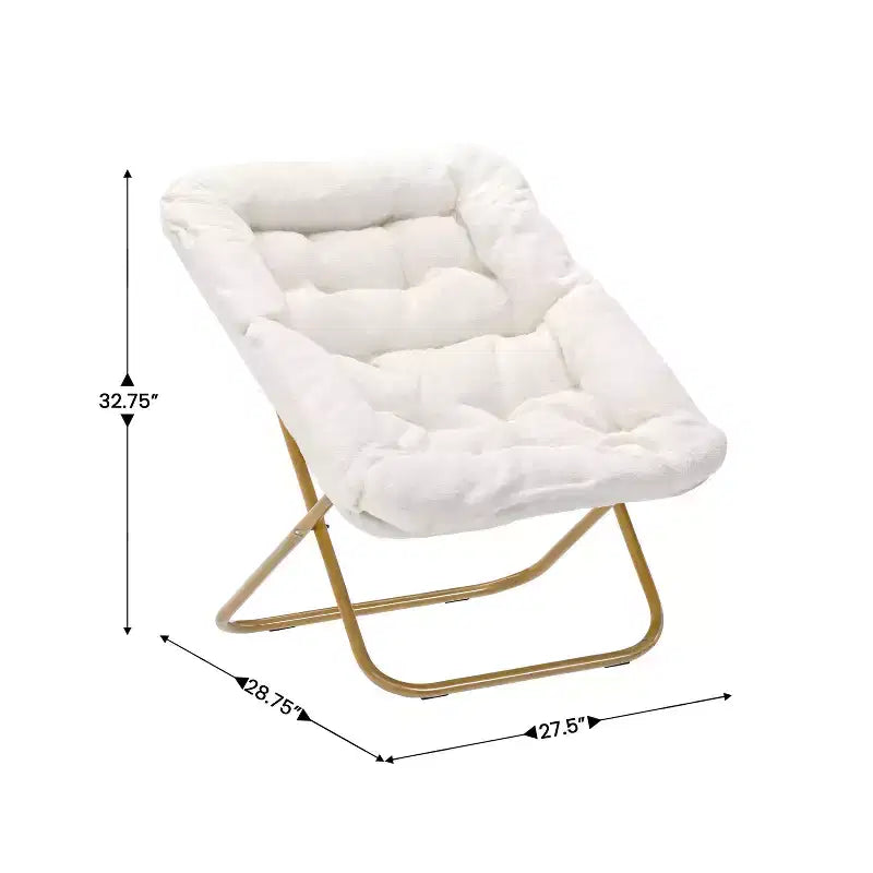 Fauteuil lune pliable et ottoman surdimensionnés Emma et Oliver pour dortoir, chambre à coucher
