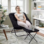 Fauteuil lune pliable et ottoman surdimensionnés Emma et Oliver pour dortoir, chambre à coucher