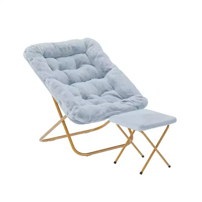 Fauteuil lune pliable et ottoman surdimensionnés Emma et Oliver pour dortoir, chambre à coucher