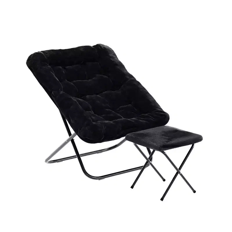 Emma and Oliver Oversized Folding Saucer Chair and Ottoman for Dorm, Bedroom