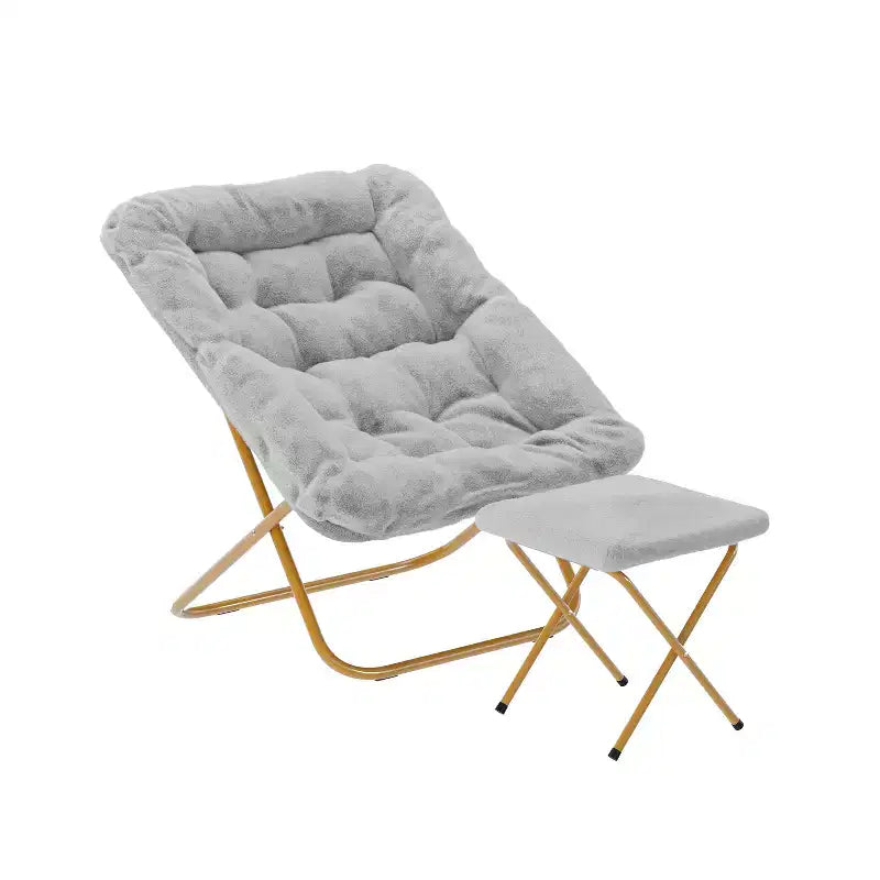 Fauteuil lune pliable et ottoman surdimensionnés Emma et Oliver pour dortoir, chambre à coucher