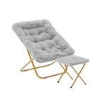 Fauteuil lune pliable et ottoman surdimensionnés Emma et Oliver pour dortoir, chambre à coucher