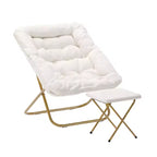 Fauteuil lune pliable et ottoman surdimensionnés Emma et Oliver pour dortoir, chambre à coucher