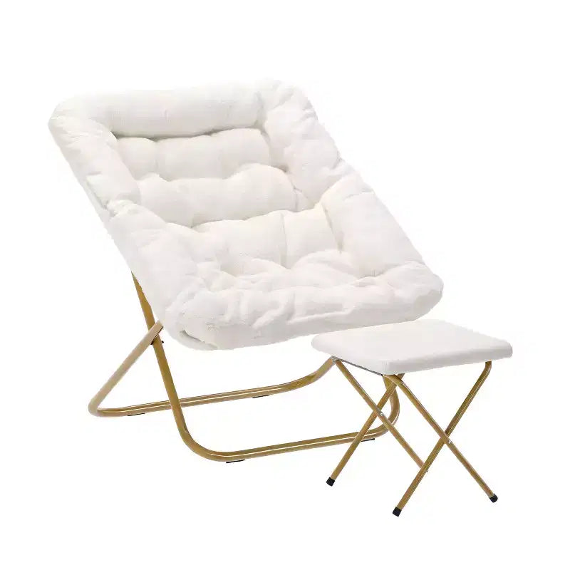 Fauteuil lune pliable et ottoman surdimensionnés Emma et Oliver pour dortoir, chambre à coucher