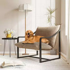 Fauteuil d'appoint moderne WhizMax, fauteuil de salon confortable en tissu avec cadre métallique robuste, fauteuil de lecture pour salon et chambre à coucher.