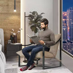 Fauteuil d'appoint moderne WhizMax, fauteuil de salon confortable en tissu avec cadre métallique robuste, fauteuil de lecture pour salon et chambre à coucher.
