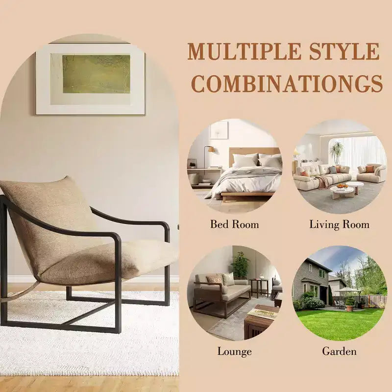 Fauteuil d'appoint moderne WhizMax, fauteuil de salon confortable en tissu avec cadre métallique robuste, fauteuil de lecture pour salon et chambre à coucher.