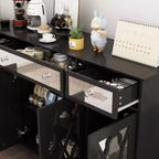 Famapy Bahut 3 Tiroirs 140 cm de Large avec Design Moderne Meuble Miroir Bahut Buffet