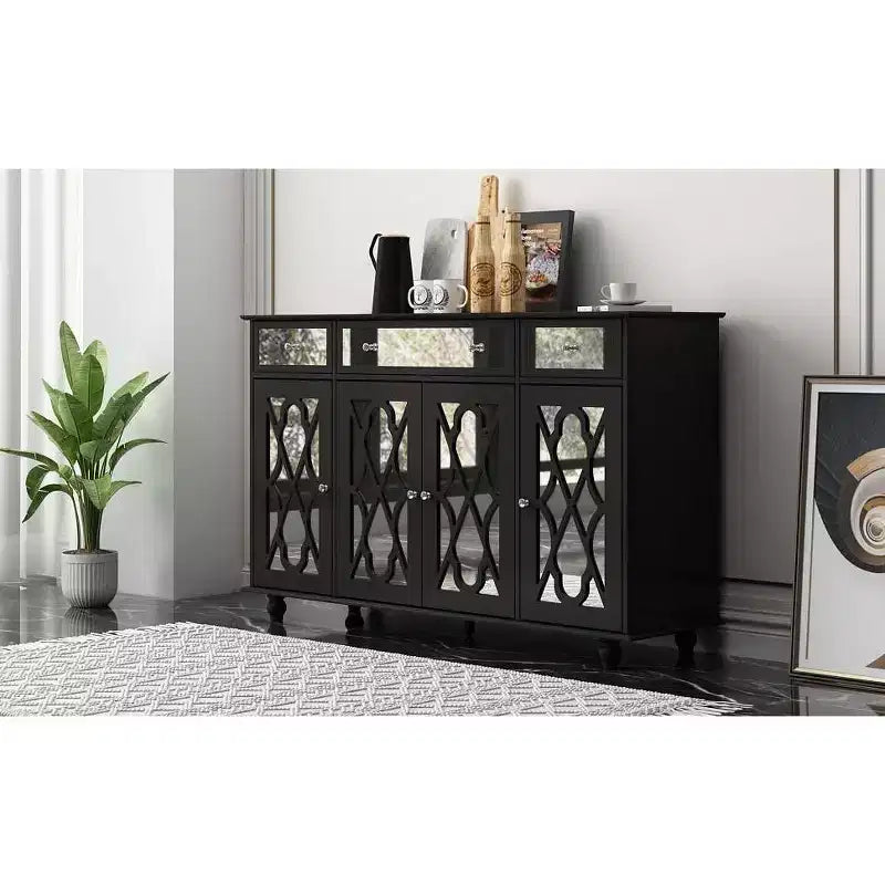 Famapy Bahut 3 Tiroirs 140 cm de Large avec Design Moderne Meuble Miroir Bahut Buffet