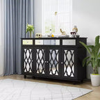 Famapy Bahut 3 Tiroirs 140 cm de Large avec Design Moderne Meuble Miroir Bahut Buffet