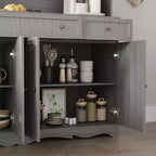 Buffet à 3 tiroirs Famapy Gris Moire de 155,4 cm de large avec design moderne, meuble de rangement, armoire de rangement