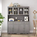 Buffet à 3 tiroirs Famapy Gris Moire de 155,4 cm de large avec design moderne, meuble de rangement, armoire de rangement