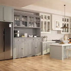 Buffet à 3 tiroirs Famapy Gris Moire de 155,4 cm de large avec design moderne, meuble de rangement, armoire de rangement
