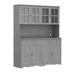 Buffet à 3 tiroirs Famapy Gris Moire de 155,4 cm de large avec design moderne, meuble de rangement, armoire de rangement
