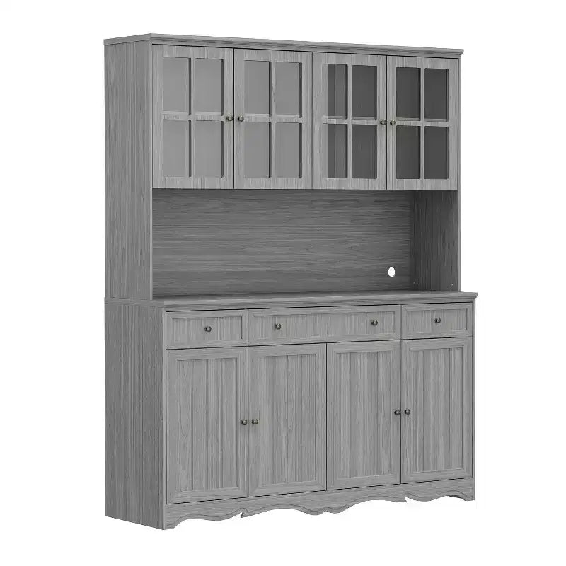 Buffet à 3 tiroirs Famapy Gris Moire de 155,4 cm de large avec design moderne, meuble de rangement, armoire de rangement