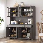 Buffet à 3 tiroirs Famapy Gris Moire de 155,4 cm de large avec design moderne, meuble de rangement, armoire de rangement