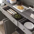 Buffet à 3 tiroirs Famapy Gris Moire de 155,4 cm de large avec design moderne, meuble de rangement, armoire de rangement