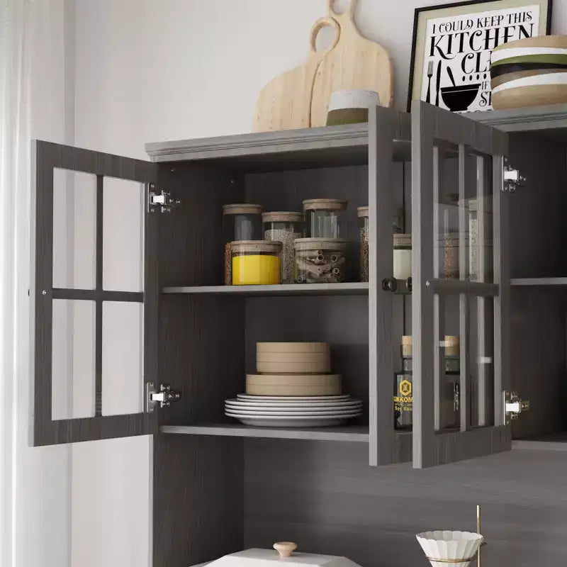 Buffet à 3 tiroirs Famapy Gris Moire de 155,4 cm de large avec design moderne, meuble de rangement, armoire de rangement